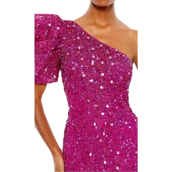 MacDuggal 10912 Elegant One-Shoulder Pink Dress - Picture 2 of 9